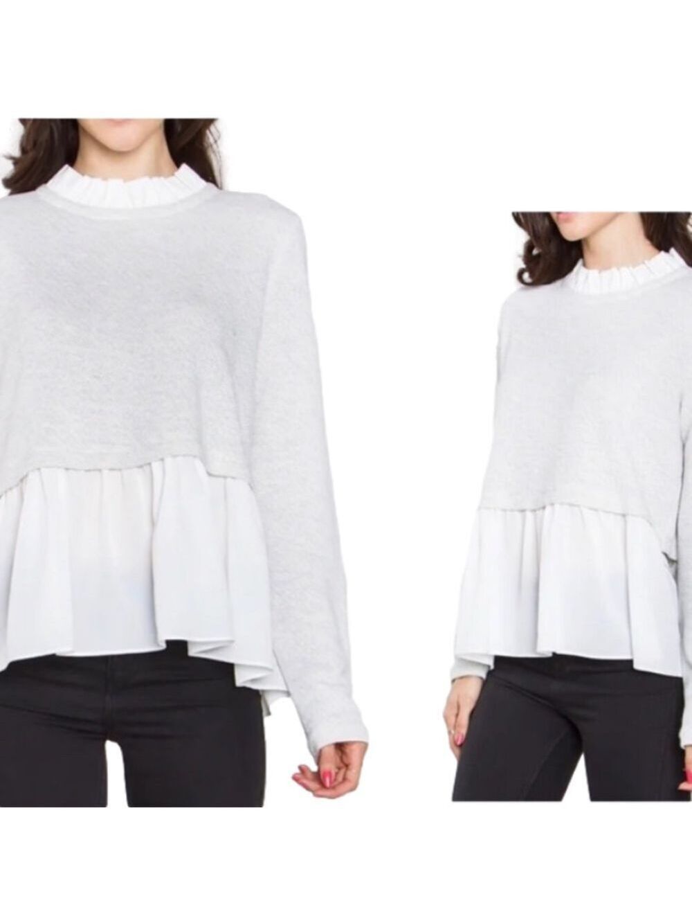 SUGAR & Lips Top Women’s Gray and White Size Small